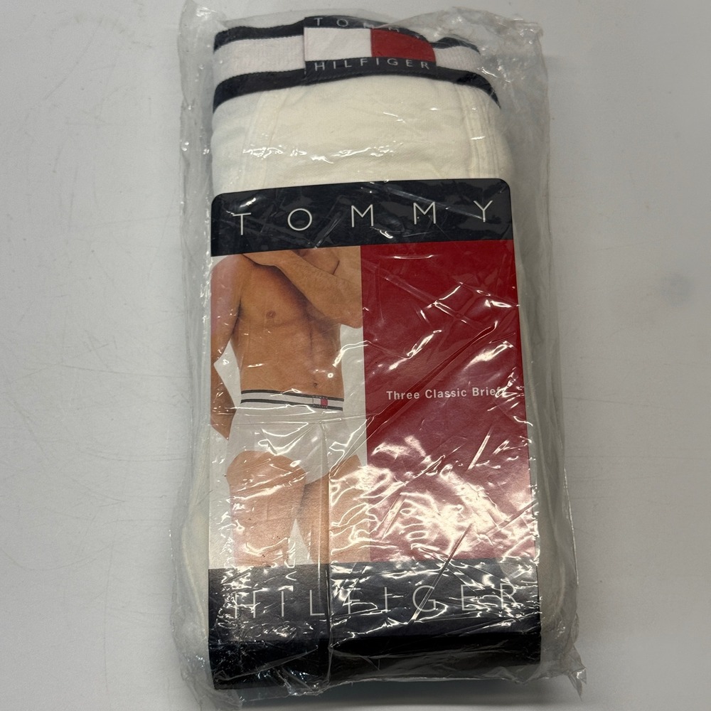 Vintage Tommy Hilfiger Classic Briefs Mens 42 White 3 Pack Cotton 90s